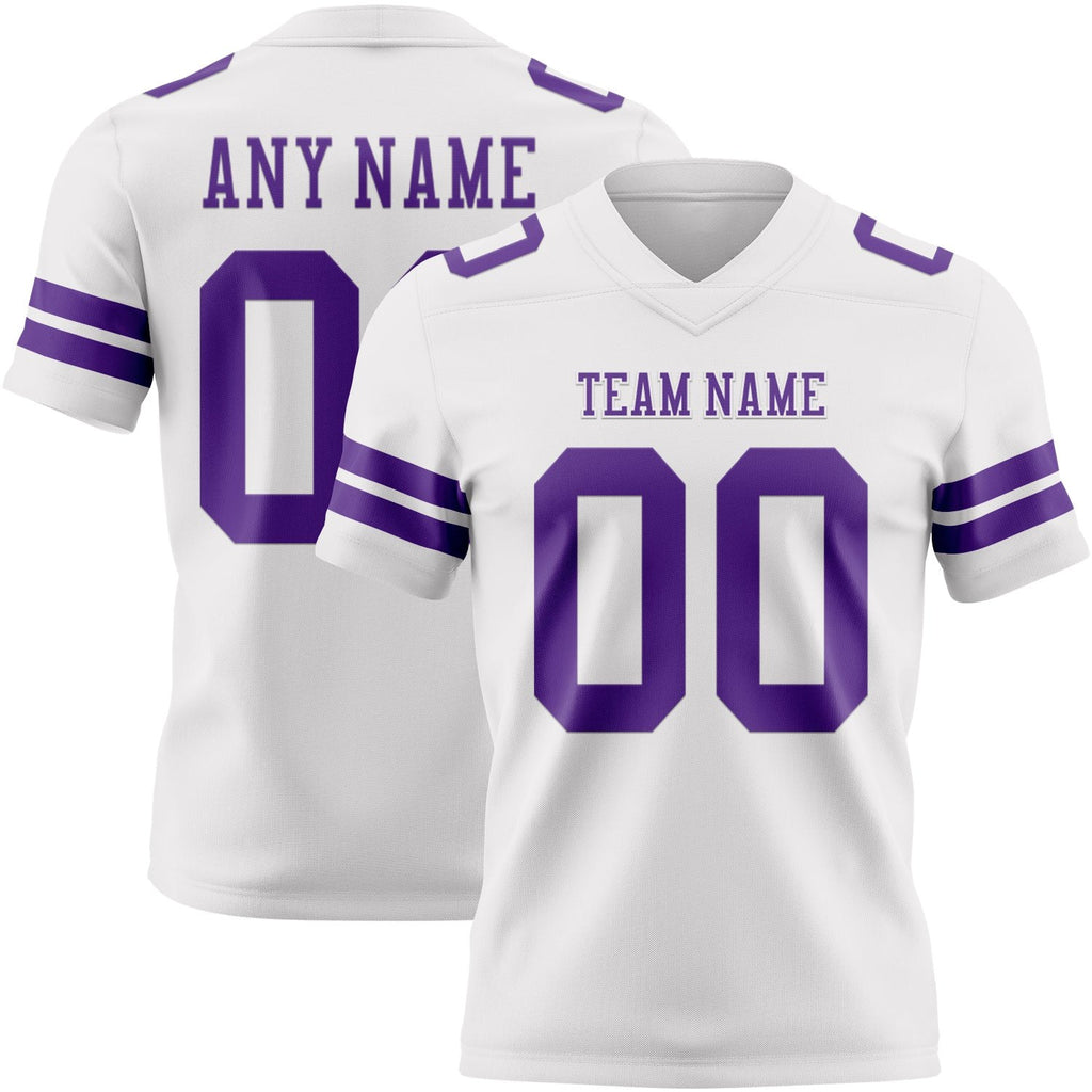 Custom White Purple Authentic Football Jersey photo 1