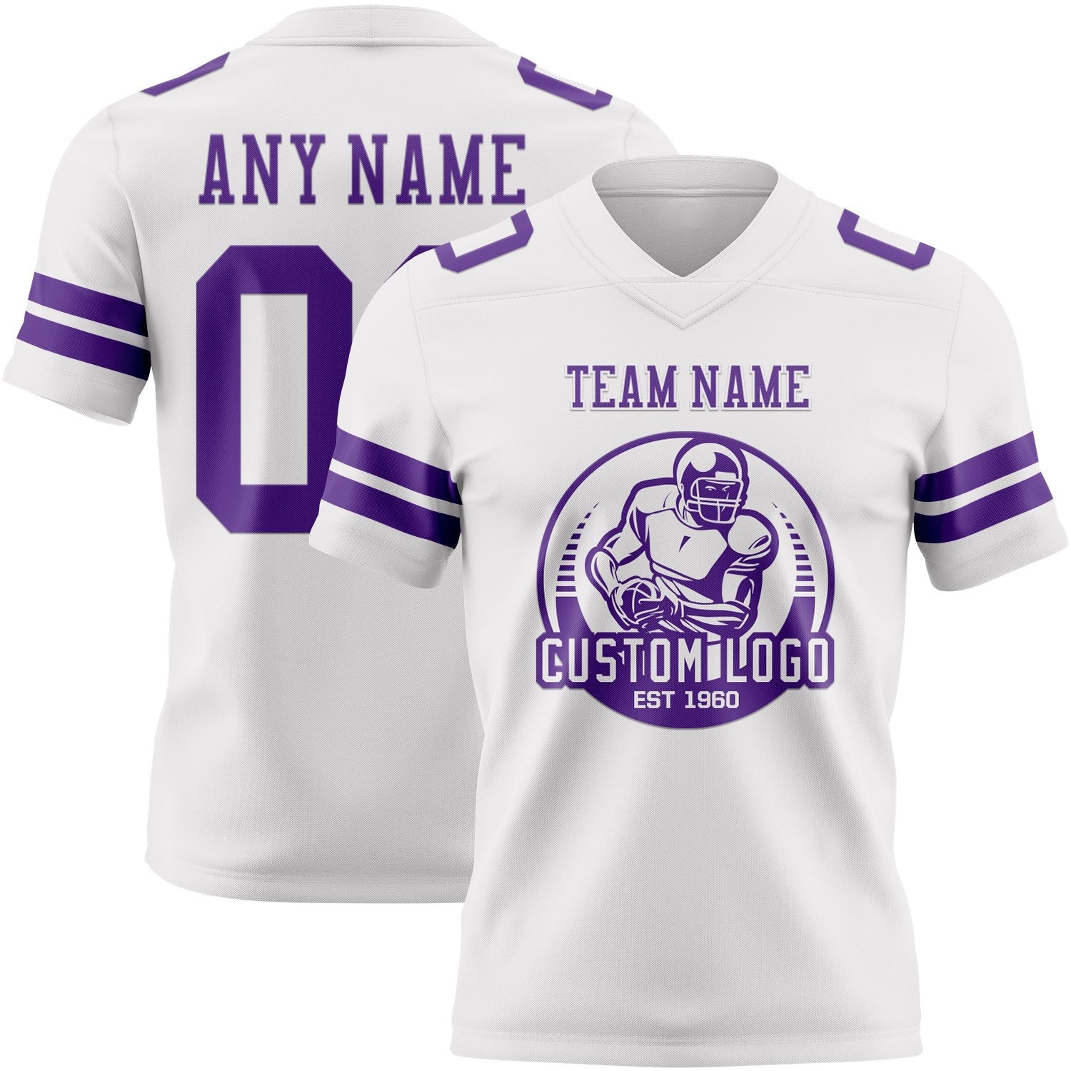 Custom White Purple Authentic Football Jersey photo 2