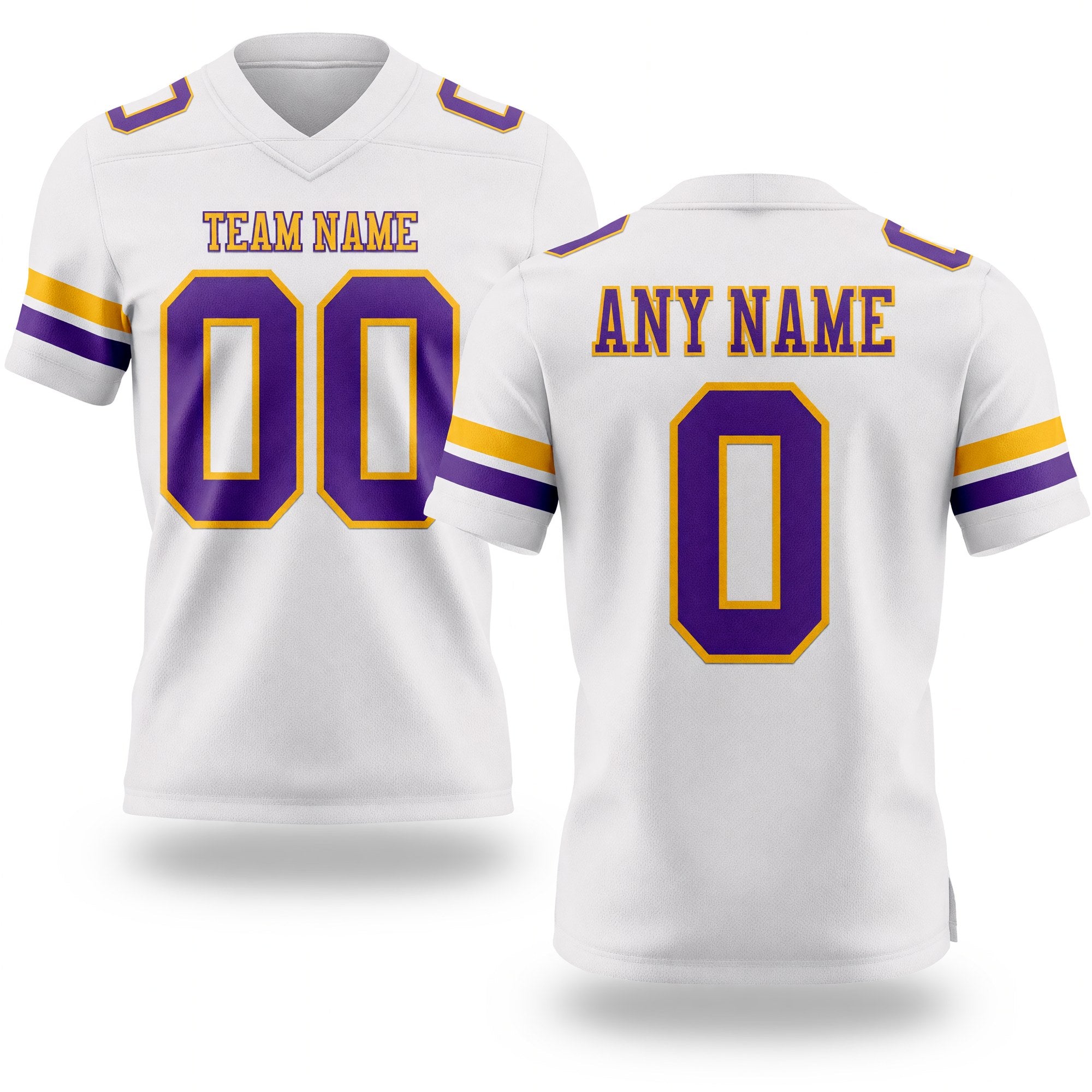 Custom White Purple-Gold Authentic Football Jersey