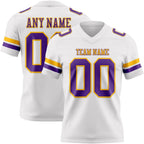 Custom White Purple-Gold Authentic Football Jersey photo 1