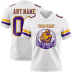 Custom White Purple-Gold Authentic Football Jersey photo 2