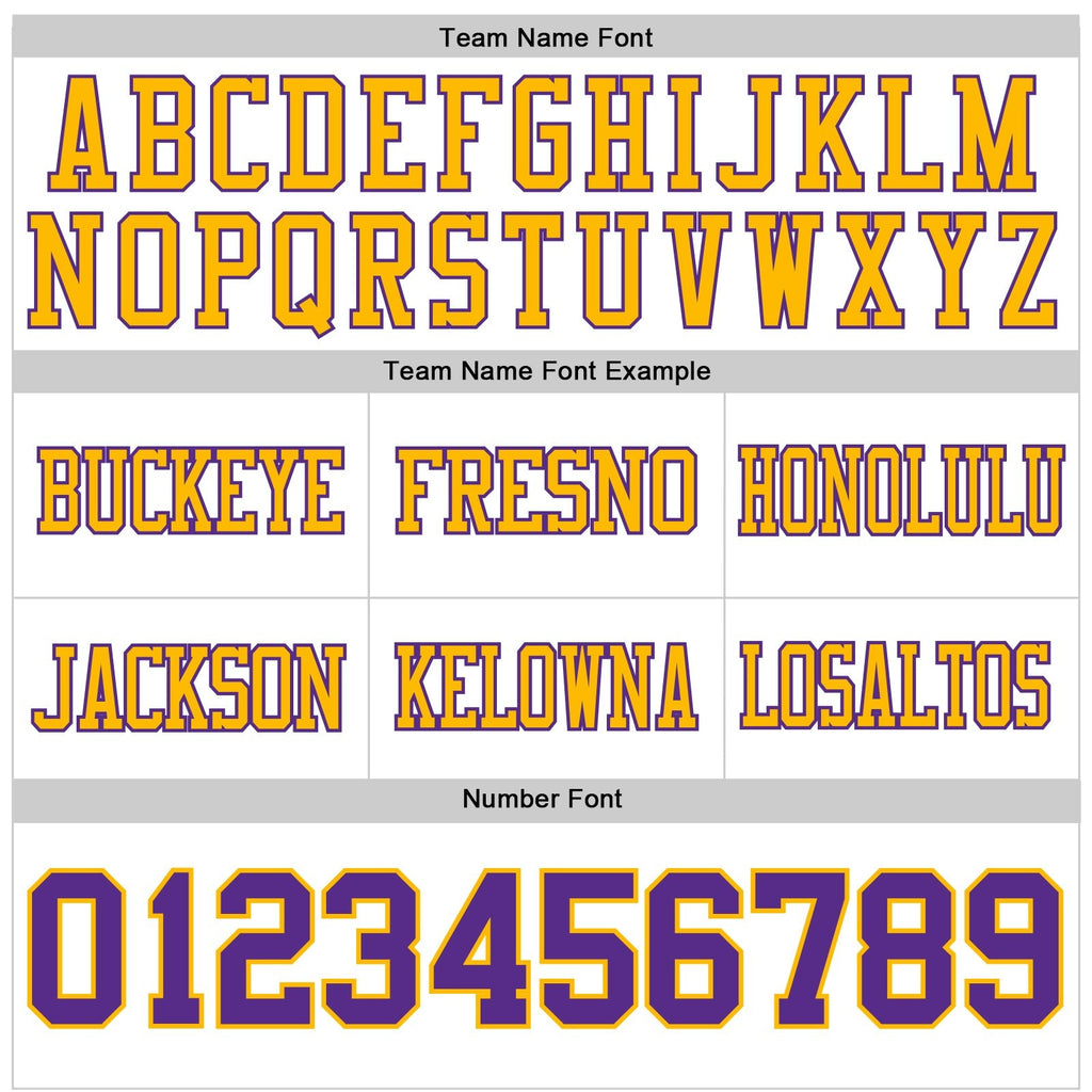 Custom White Purple-Gold Authentic Football Jersey photo 3
