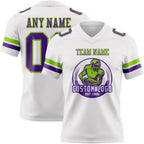 Custom White Purple-Neon Green Authentic Football Jersey photo 2