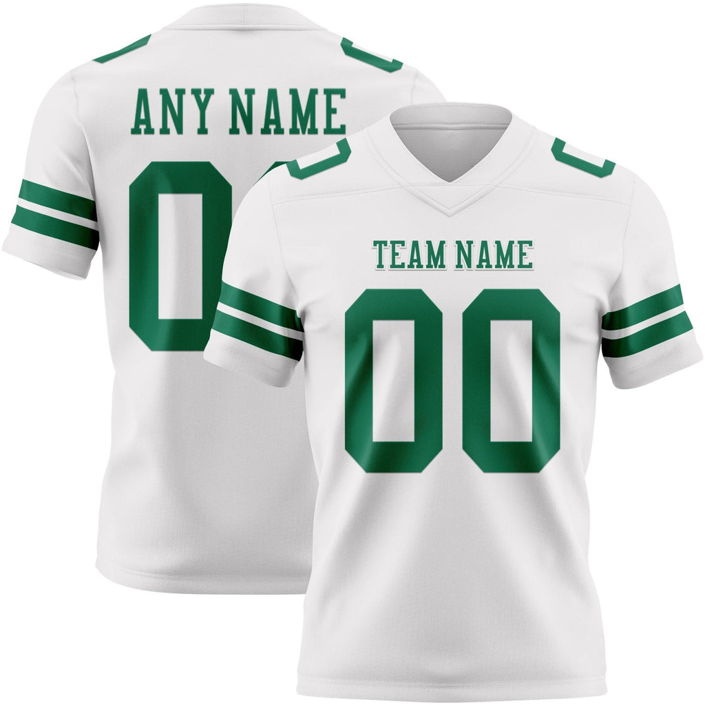 Custom White Kelly Green Authentic Football Jersey photo 1