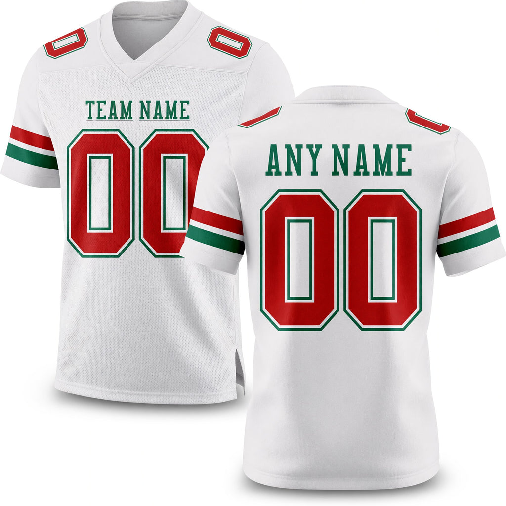 Custom White Red-Kelly Green Authentic Football Jersey