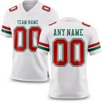 Custom White Red-Kelly Green Authentic Football Jersey