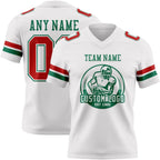 Custom White Red-Kelly Green Authentic Football Jersey photo 2