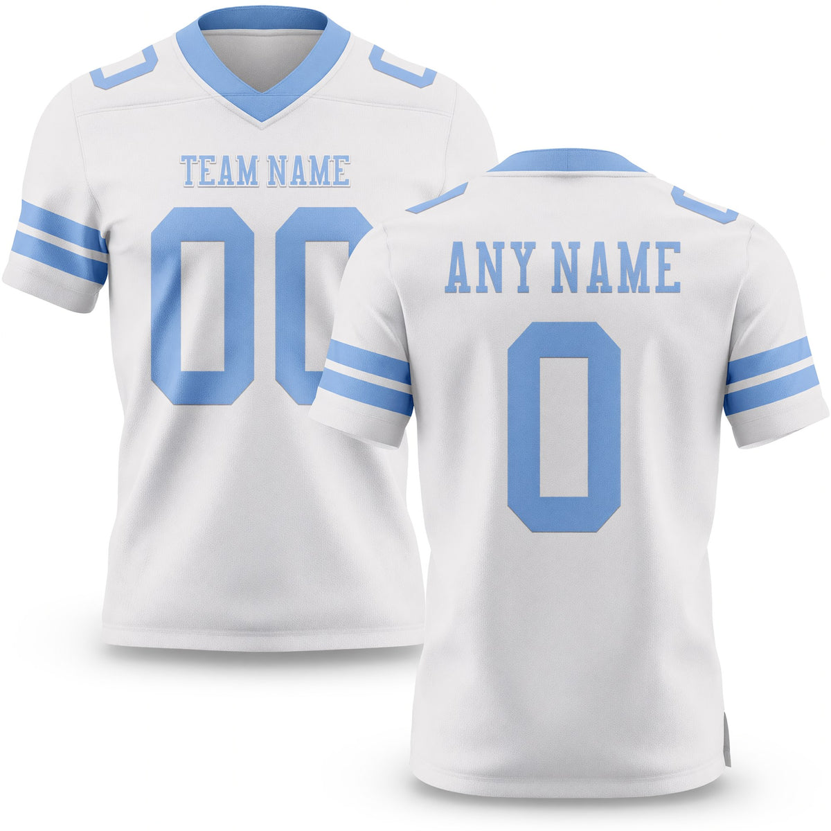 Custom White Light Blue Authentic Football Jersey