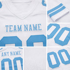 Custom White Light Blue Authentic Football Jersey detail