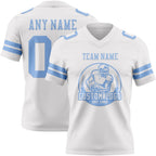Custom White Light Blue Authentic Football Jersey photo 2