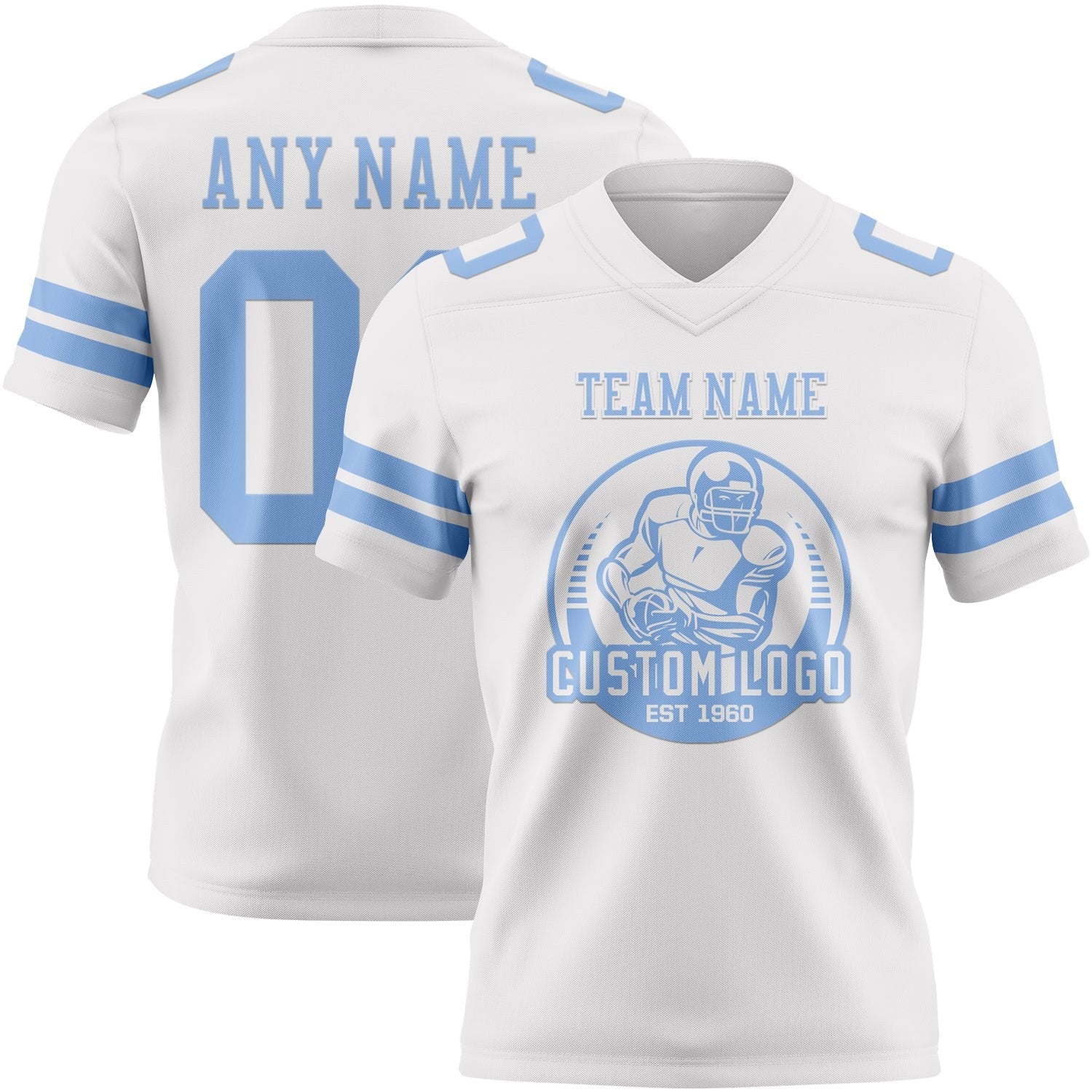 Custom White Light Blue Authentic Football Jersey photo 2