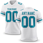 Custom White Teal-Gray Authentic Football Jersey