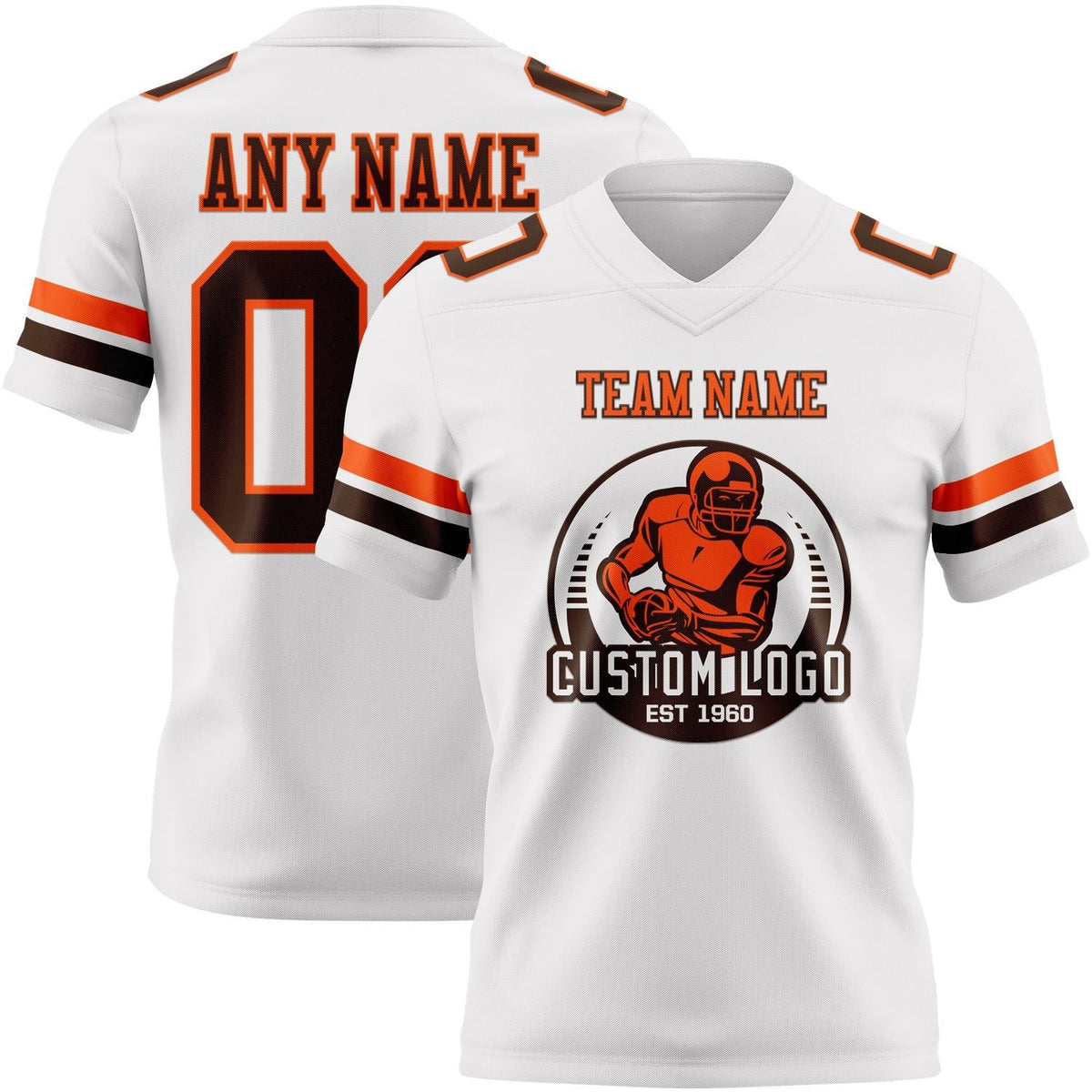 Custom White Brown-Orange Authentic Football Jersey photo 2