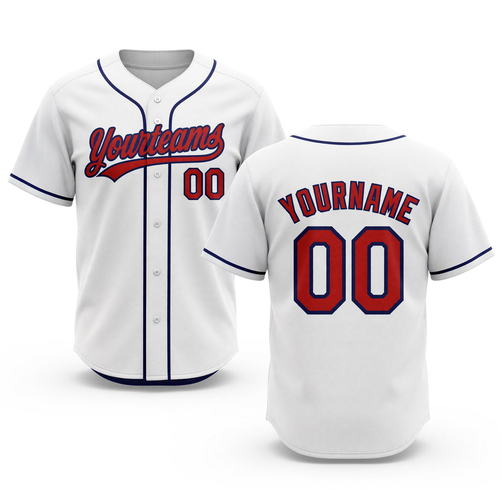 Custom Stitched White Red-Navy Baseball Pullover Sweatshirt Hoodie