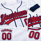 Custom Stitched White Red-Navy Baseball Pullover Sweatshirt Hoodie detail