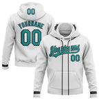 Custom Stitched White Teal-Black Baseball Pullover Sweatshirt Hoodie photo 1
