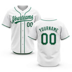 Custom Stitched White Kelly Green-White Baseball Pullover Sweatshirt Hoodie