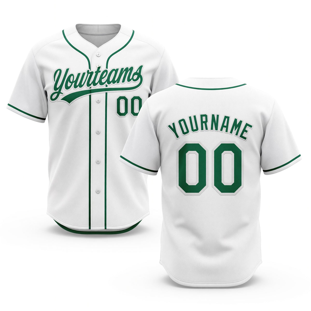 Custom Stitched White Kelly Green-White Baseball Pullover Sweatshirt Hoodie