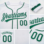 Custom Stitched White Kelly Green-White Baseball Pullover Sweatshirt Hoodie detail