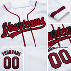 Custom Stitched White Crimson-Black Baseball Pullover Sweatshirt Hoodie detail