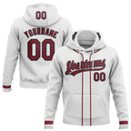 Custom Stitched White Crimson-Black Baseball Pullover Sweatshirt Hoodie photo 1