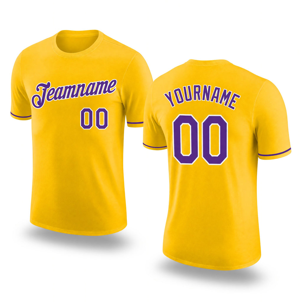 Custom Yellow Purple-White Performance T-Shirt