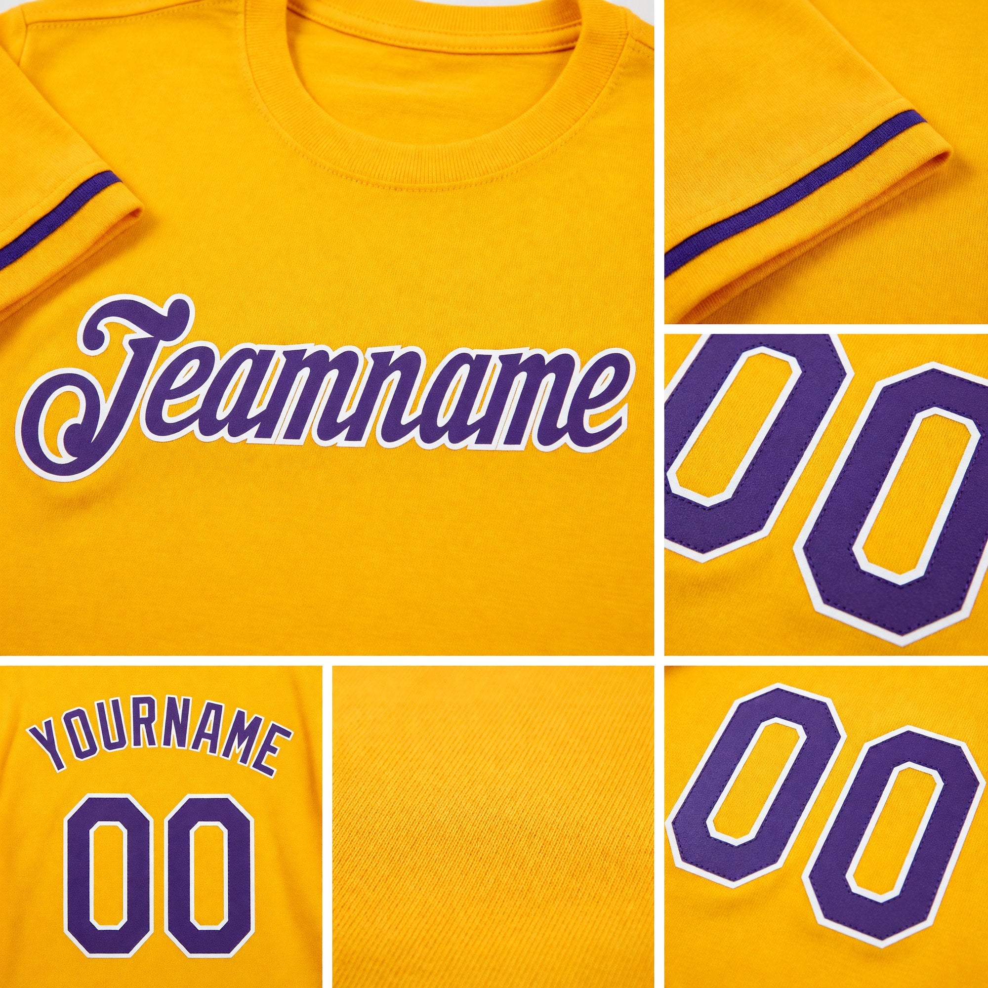 Custom Yellow Purple-White Performance T-Shirt detail