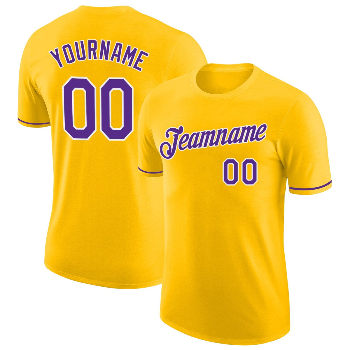 Custom Yellow Purple-White Performance T-Shirt photo 1