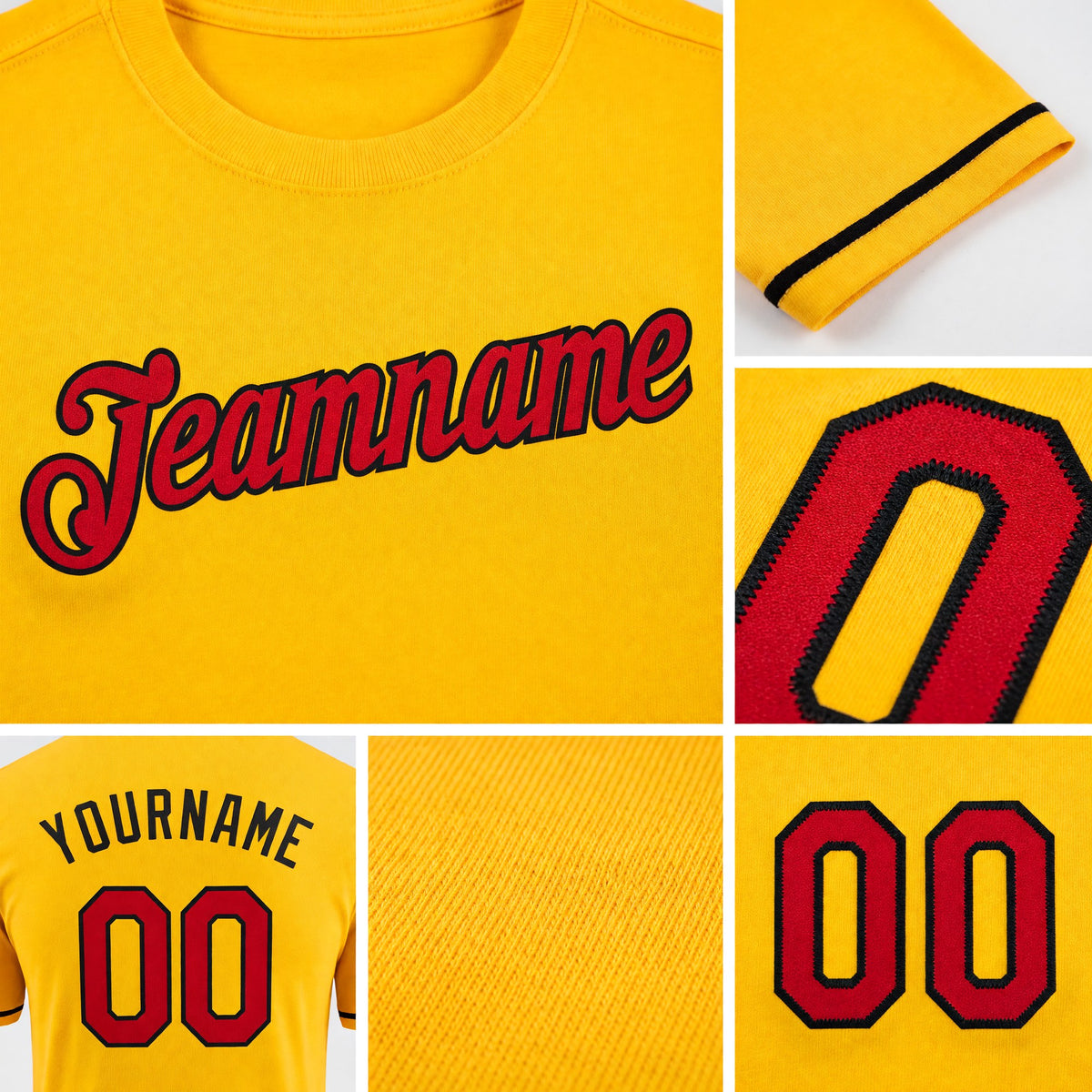 Custom Yellow Red-Black Performance T-Shirt detail